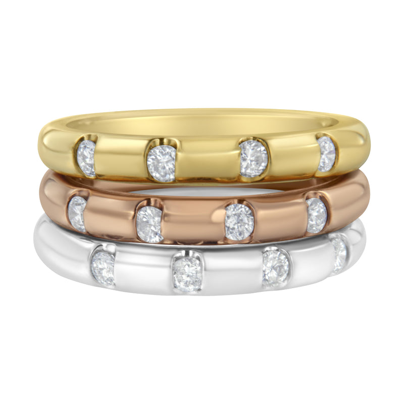 10kt Tri-Toned 3/4ct TDW Diamond Engagement Ring Set. (H-II1-I2)