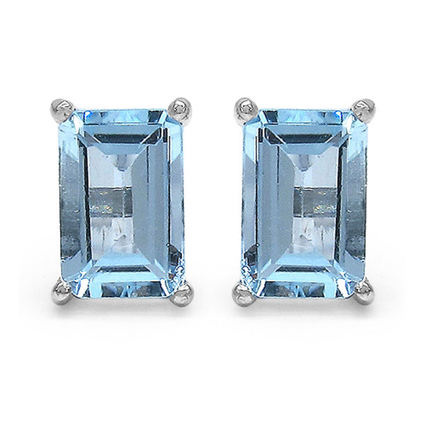 1.36 Carat Genuine Blue Topaz .925 Sterling Silver Earrings