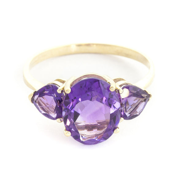 4 Carat 14K Solid Yellow Gold Lavender Hue Amethyst Ring