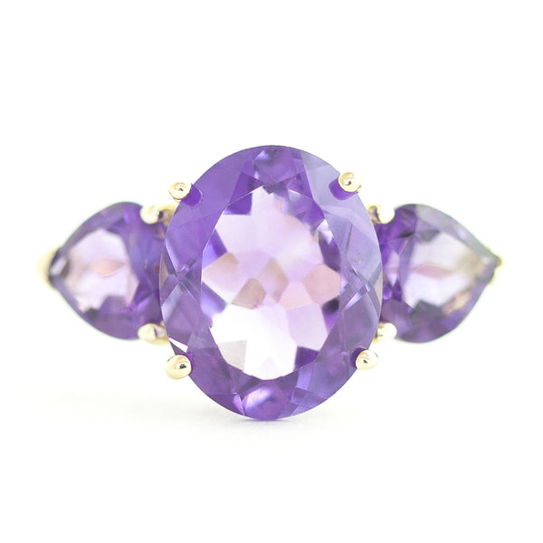 4 Carat 14K Solid Yellow Gold Lavender Hue Amethyst Ring