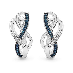 0.22 Carat Genuine Blue Diamond & White Diamond .925 Sterling Silver Earrings