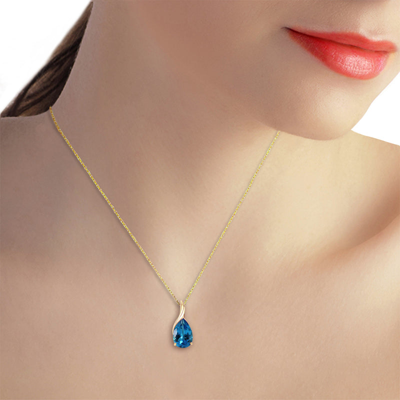 4.7 Carat 14K Solid Yellow Gold Love Sonnets Blue Topaz Necklace