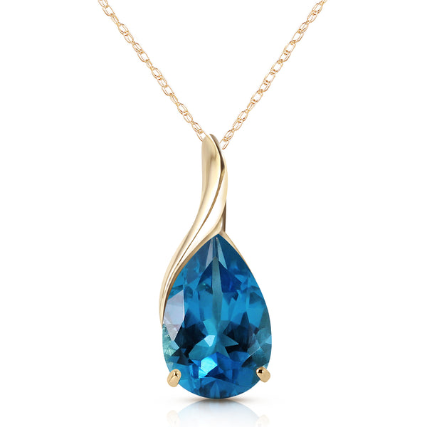 4.7 Carat 14K Solid Yellow Gold Love Sonnets Blue Topaz Necklace