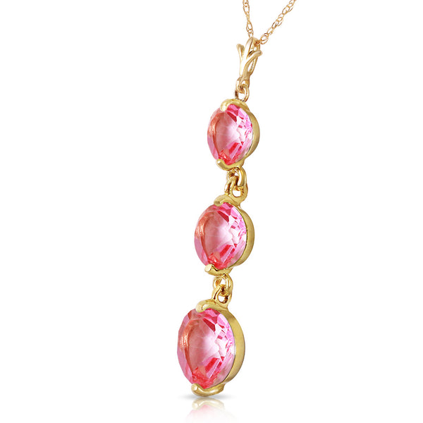 3.6 Carat 14K Solid Yellow Gold Necklace Natural Pink Topaz