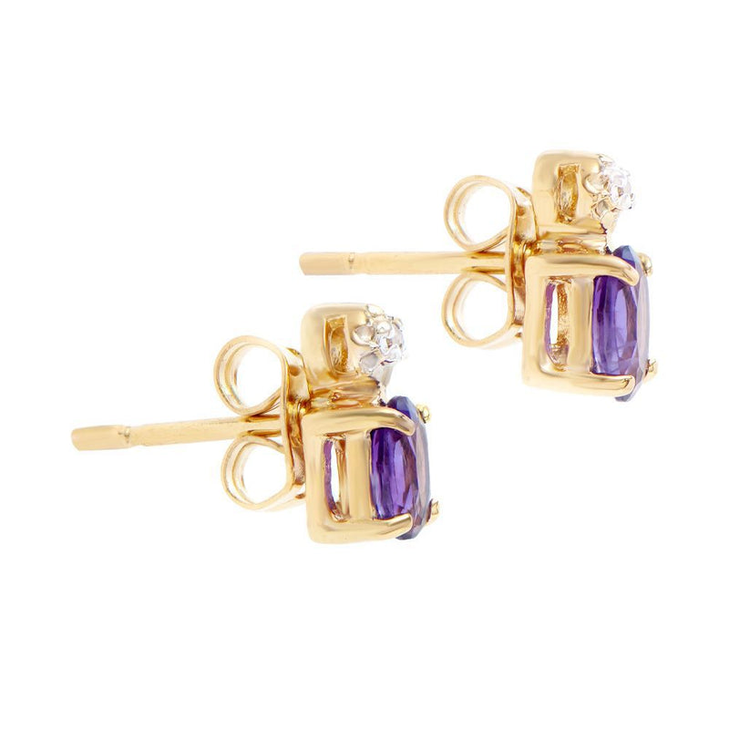 .77 TW CTS AMETHYST & DIAMONDS 18K GOLD PLATED DESIGNER EAR-RINGS