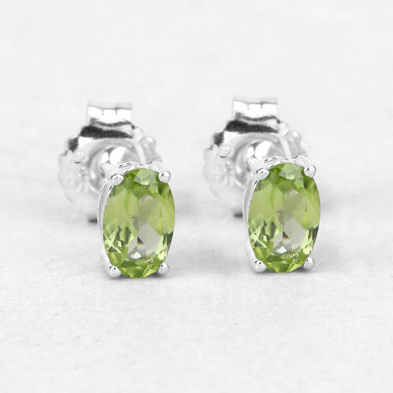 1.66 Carat Genuine Peridot .925 Sterling Silver Earrings