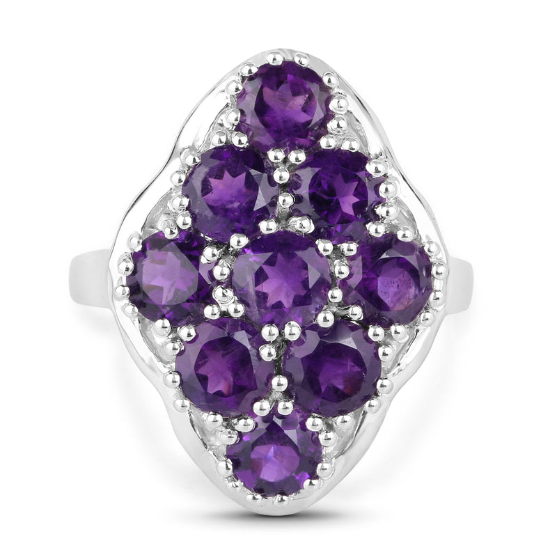 4.05 Carat Genuine Amethyst .925 Sterling Silver Ring