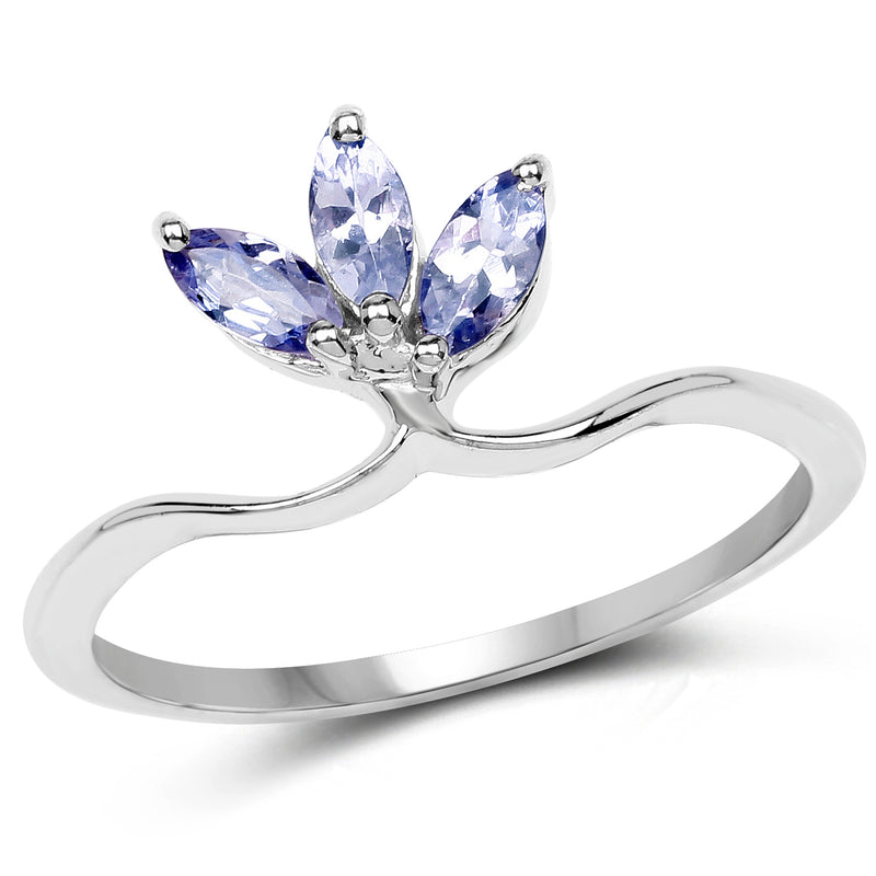 0.42 Carat Genuine Tanzanite .925 Sterling Silver Ring