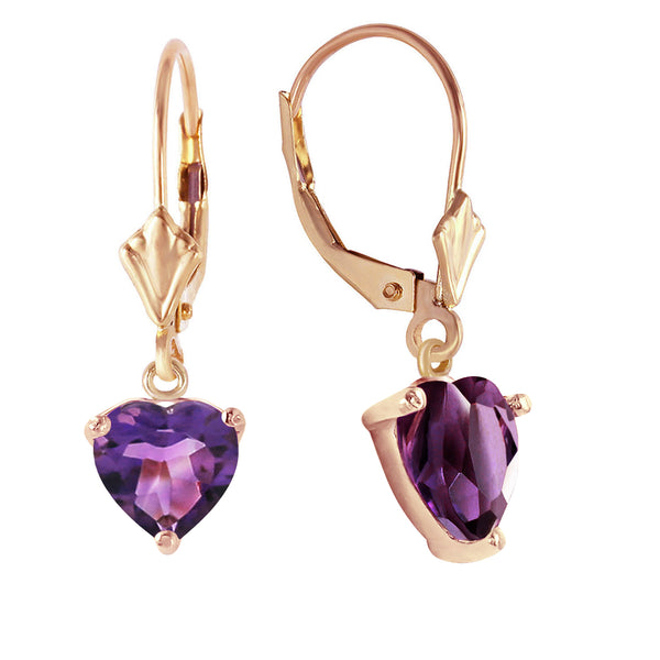 3.25 Carat 14K Solid Yellow Gold Kindheart Amethyst Earrings