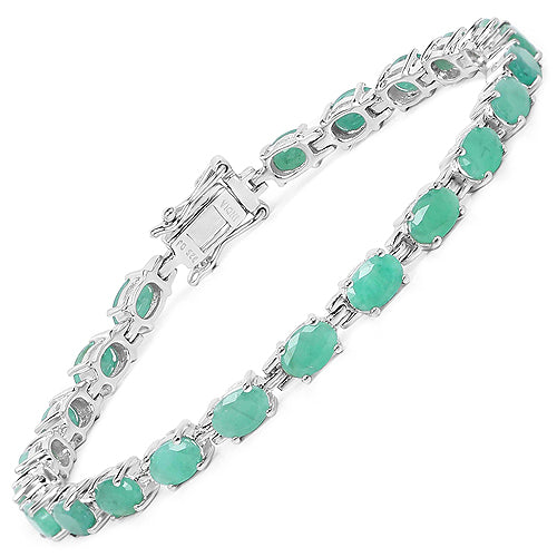 9.68 Carat Genuine Emerald Sterling Silver Bracelet