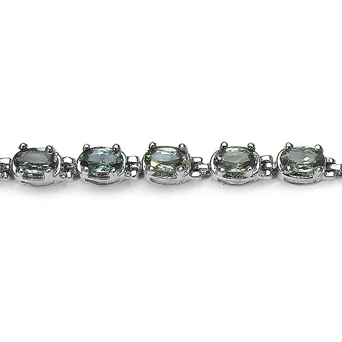 8.05 Carat Genuine Green Sapphire .925 Sterling Silver Bracelet