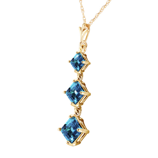 2.4 Carat 14K Solid Yellow Gold Well Versed Blue Topaz Necklace