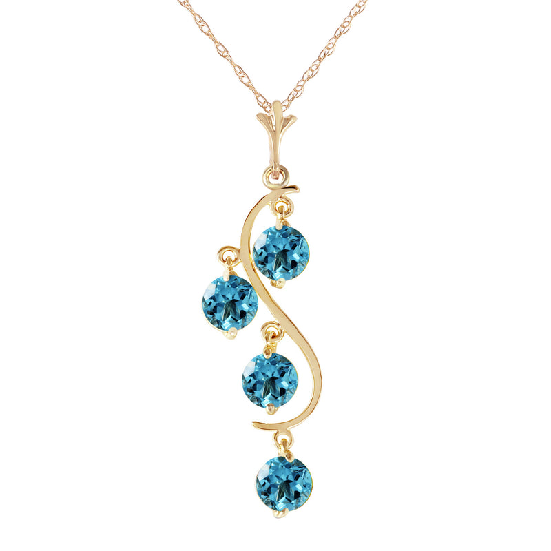 2.25 Carat 14K Solid Yellow Gold Echoes Blue Topaz Necklace