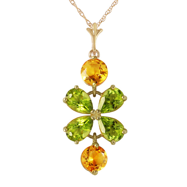 3.15 Carat 14K Solid Yellow Gold Necklace Peridot Citrine