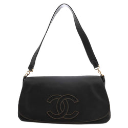 Chanel Womens Leather Shoulder Bag Black