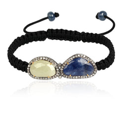 18.69ct Sapphire Macrame Bracelet Diamond 18kt Gold 925 Sterling Silver Jewelry