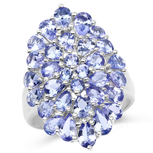 4.62 Carat Genuine Tanzanite .925 Sterling Silver Ring