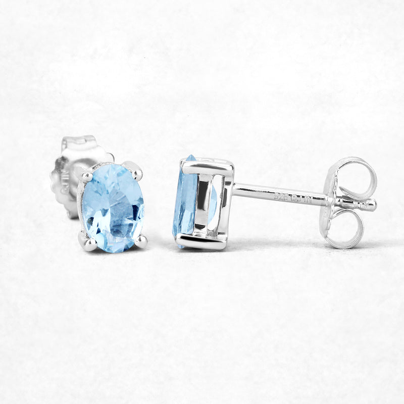 0.72 Carat Genuine Aquamarine .925 Sterling Silver Earrings