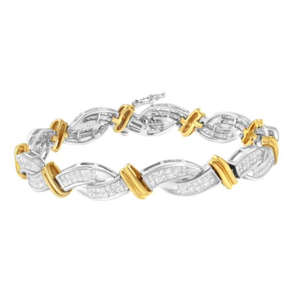 14K Two-Toned Princess-cut Diamond Bracelet (4 cttw, H-I Color, SI2-I1 Clarity)