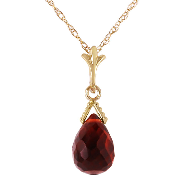 2.5 Carat 14K Solid Yellow Gold Necklace Briolette Garnet