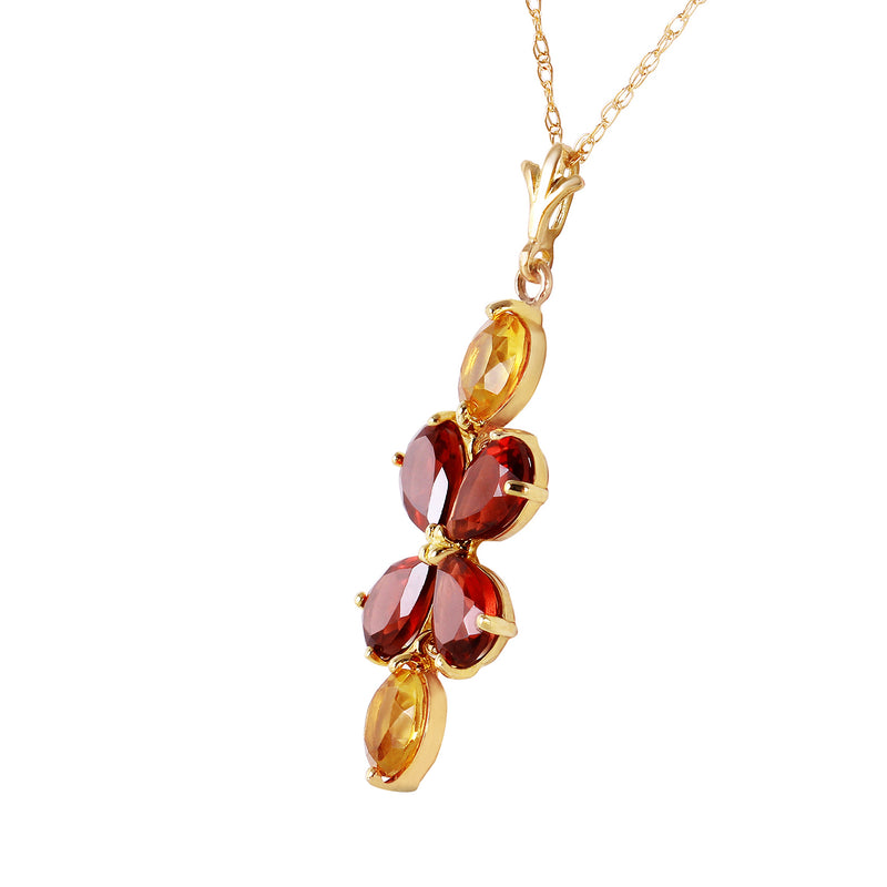 3.15 Carat 14K Solid Yellow Gold Felicita Garnet Citrine Necklace