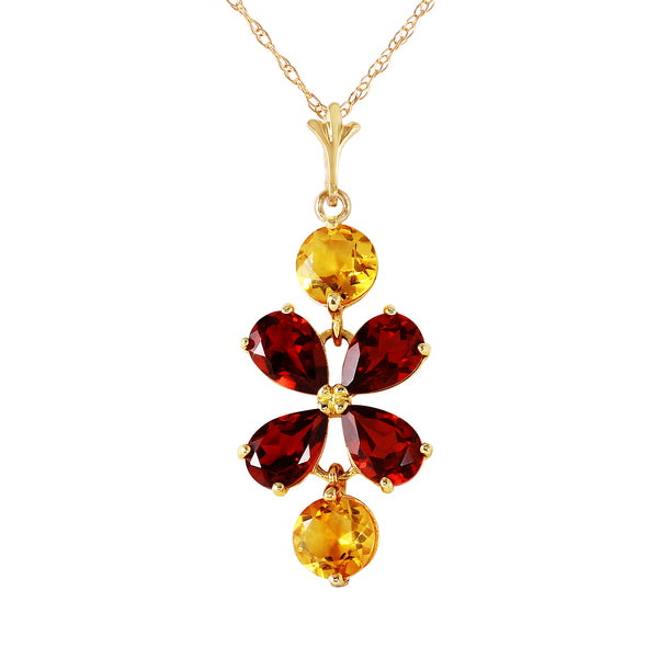 3.15 Carat 14K Solid Yellow Gold Felicita Garnet Citrine Necklace