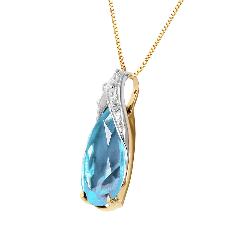 6 Carat 14K Solid Yellow Gold Lacuna Blue Topaz Necklace