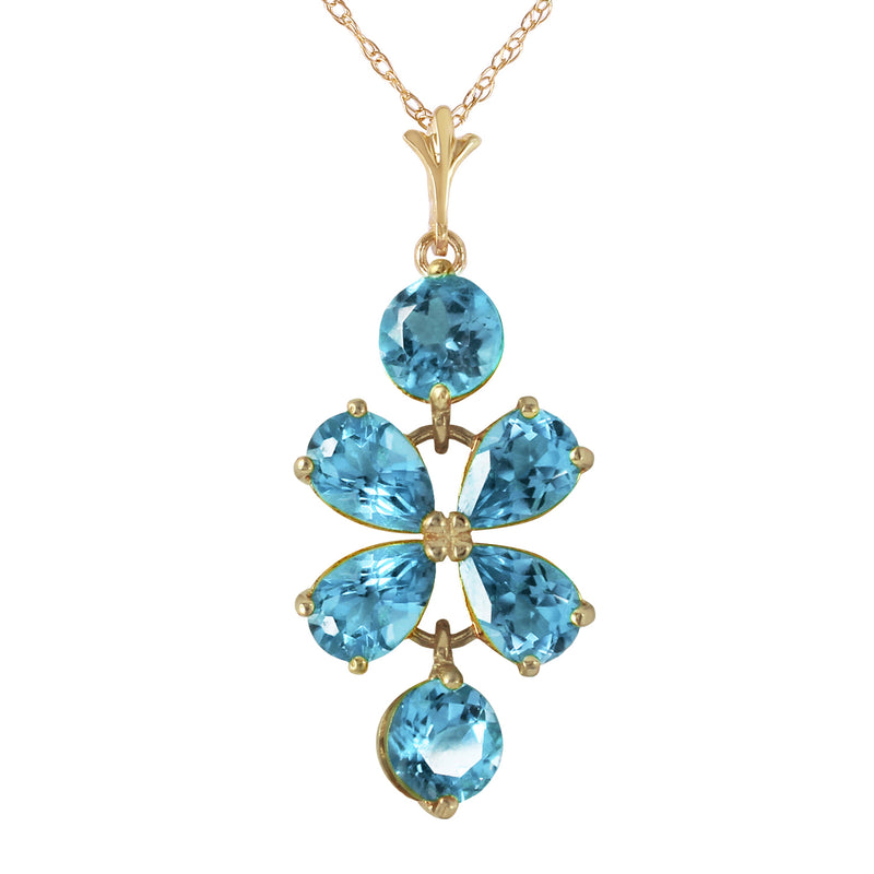 3.15 Carat 14K Solid Yellow Gold Passione Blue Topaz Necklace
