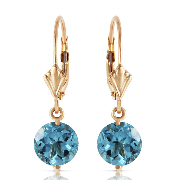 3.1 Carat 14K Solid Yellow Gold Prettygirl Blue Topaz Earrings