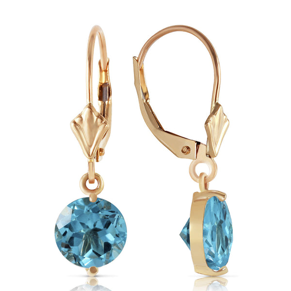 3.1 Carat 14K Solid Yellow Gold Prettygirl Blue Topaz Earrings