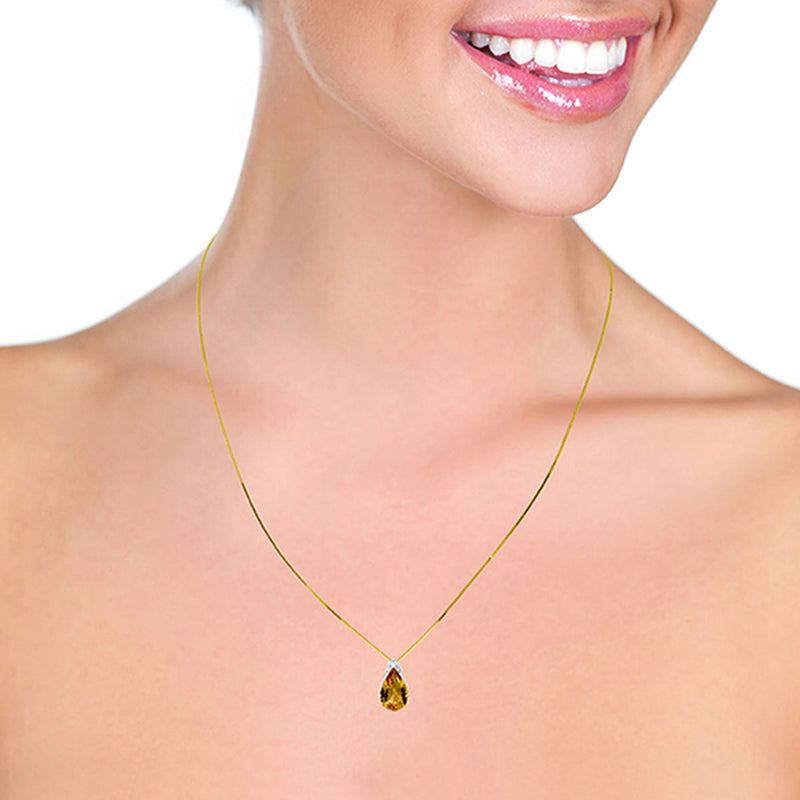 5 Carat 14K Solid Yellow Gold Necklace Natural Citrine