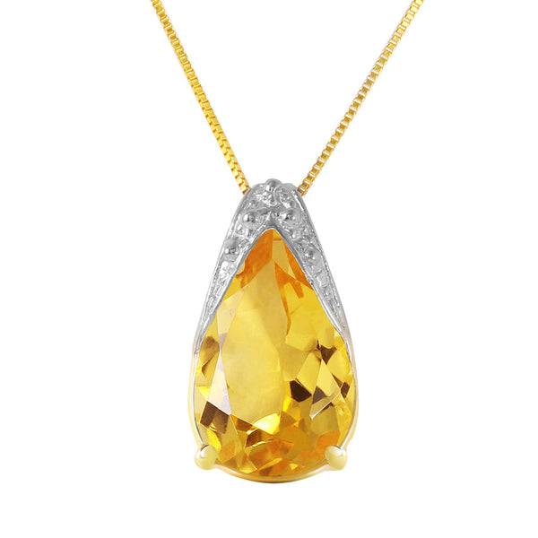 5 Carat 14K Solid Yellow Gold Necklace Natural Citrine