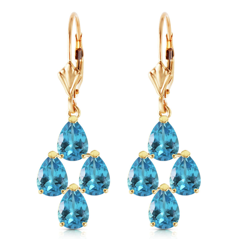 4.5 Carat 14K Solid Yellow Gold First Love Blue Topaz Earrings