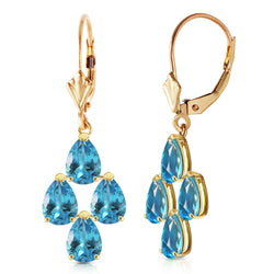 4.5 Carat 14K Solid Yellow Gold First Love Blue Topaz Earrings