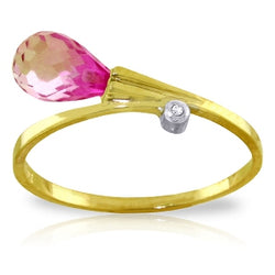 1.26 Carat 14K Solid Yellow Gold Fancy Etchings Pink Topaz Diamond Ring