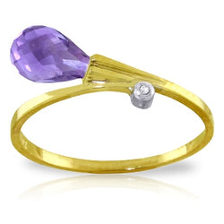 1.51 Carat 14K Solid Yellow Gold Love's Remedy Amethyst Diamond Ring
