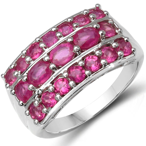 2.04 Carat Genuine Glass Filled Ruby .925 Sterling Silver Ring