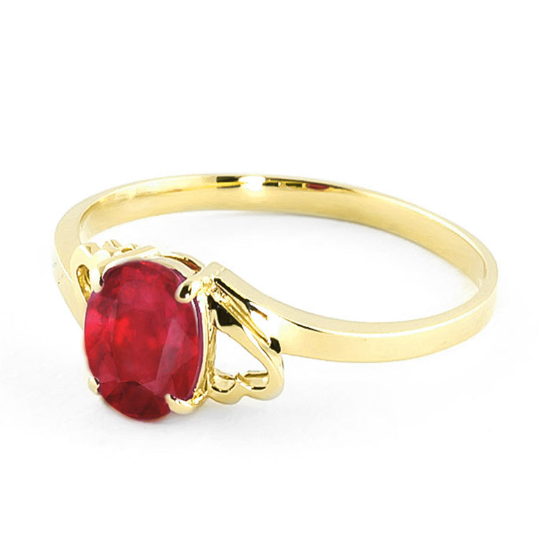 1.15 Carat 14K Solid Yellow Gold Ring Natural Ruby