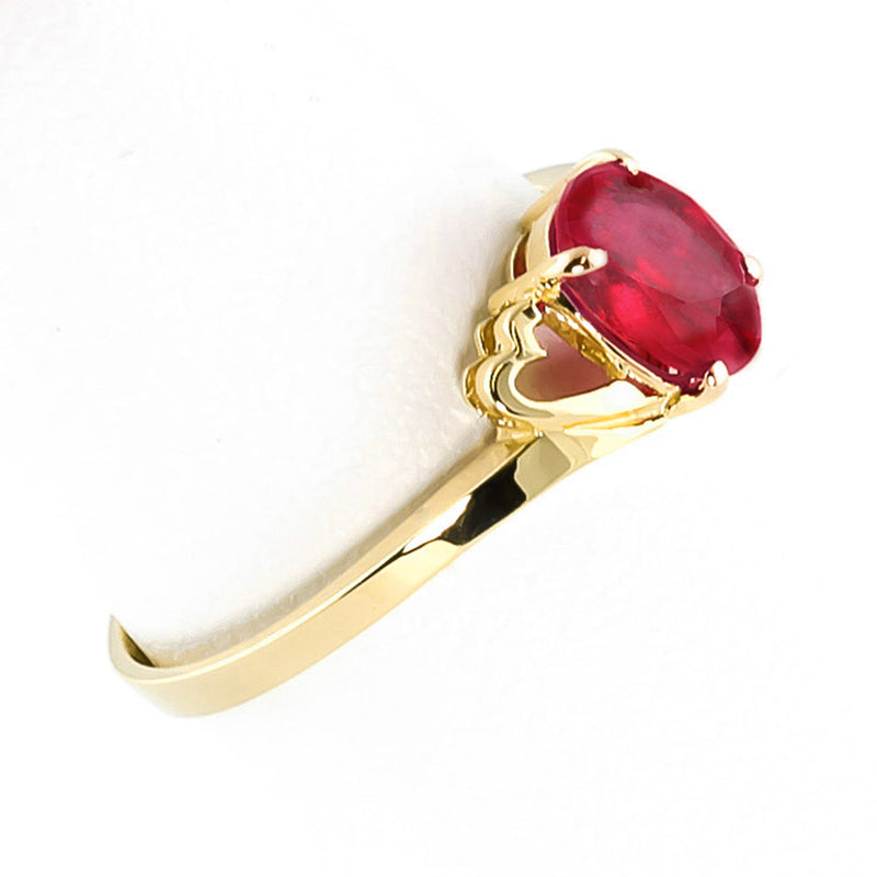 1.15 Carat 14K Solid Yellow Gold Ring Natural Ruby