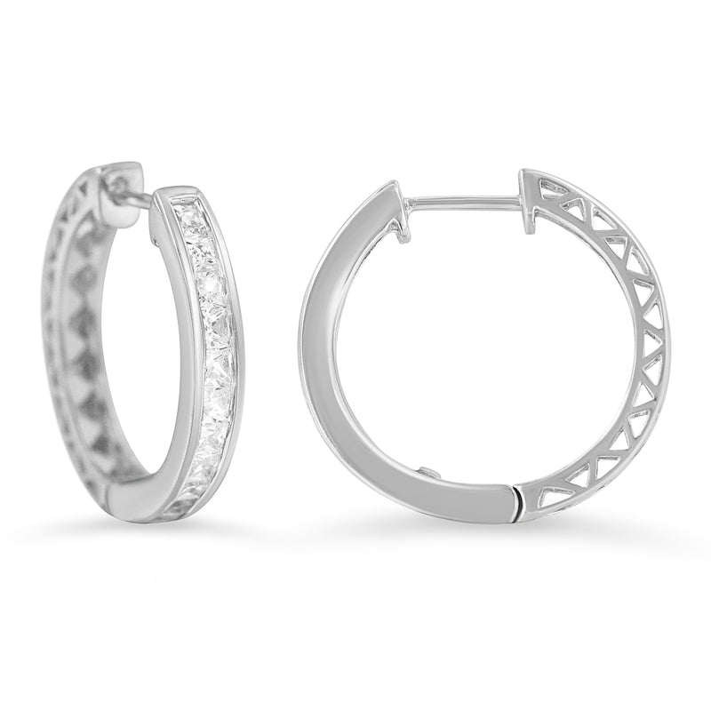 10K White Gold 1.0 cttw Channel Set Princess-Cut Diamond Hoop Huggy Earrings (I-J, I2-I3)