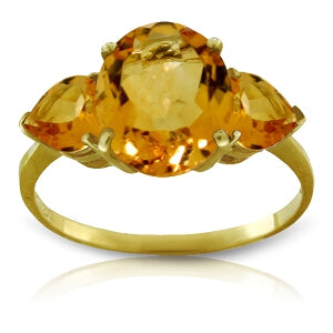 3.5 Carat 14K Solid Yellow Gold Ring Natural Citrine