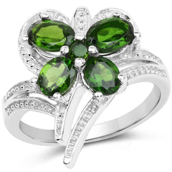 1.64 Carat Genuine Chrome Diopside .925 Sterling Silver Ring