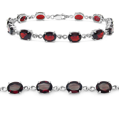 19.20 Carat Genuine Garnet .925 Sterling Silver Bracelet