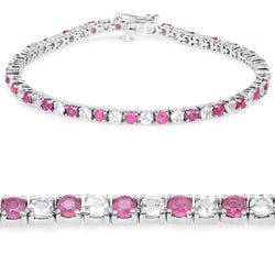 7.15 ct. t.w. Ruby and White Topaz Bracelet in Sterling Silver