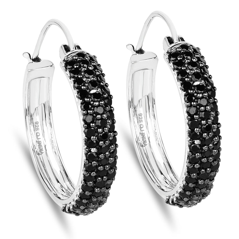 4.08 Carat Genuine Black Spinel .925 Sterling Silver Earrings