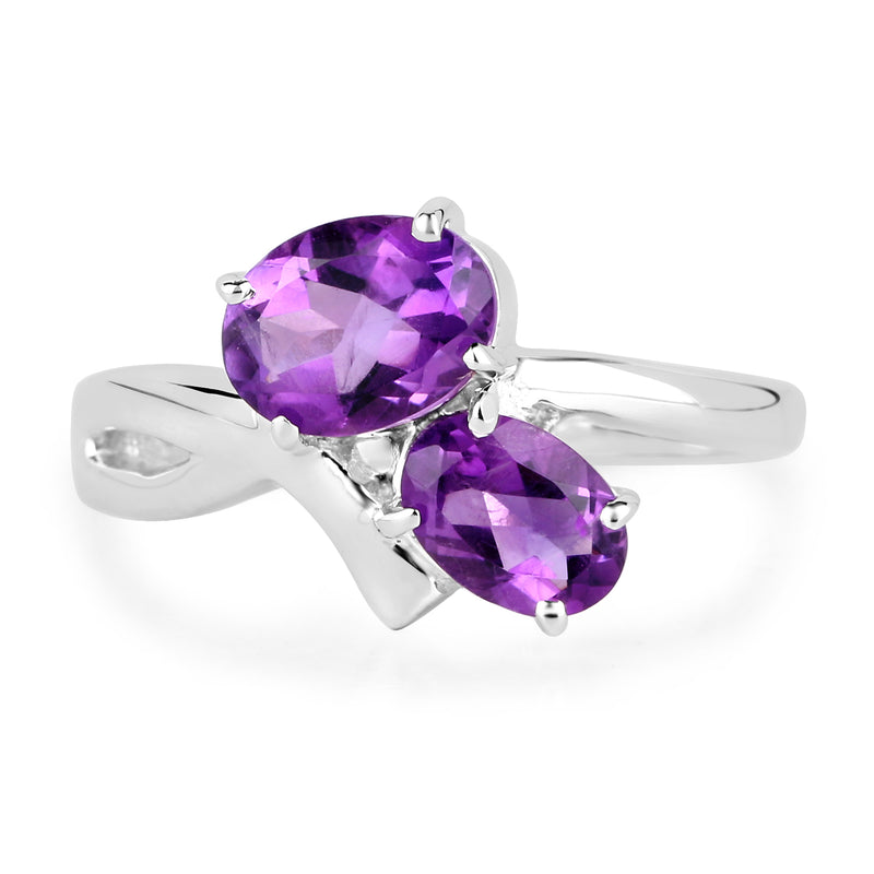 1.95 Carat Genuine  Amethyst .925 Sterling Silver Ring