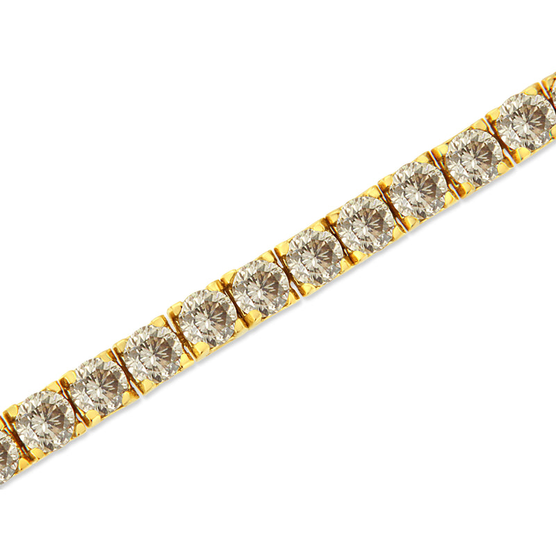 14K Yellow Gold Plated .925 Sterling Silver 8.0 Cttw Diamond Classic Link Tennis Bracelet (K-L Color, I2-I3 Clarity) - 7-1/4"
