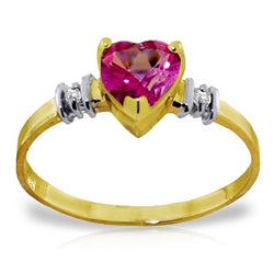 0.98 Carat 14K Solid Yellow Gold Ring Natural Pink Topaz Diamond