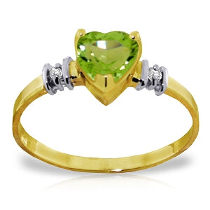 0.98 Carat 14K Solid Yellow Gold Ring Natural Peridot Diamond