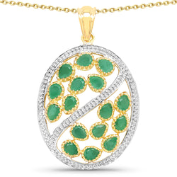 2.24 Carat Genuine Emerald .925 Sterling Silver Pendant